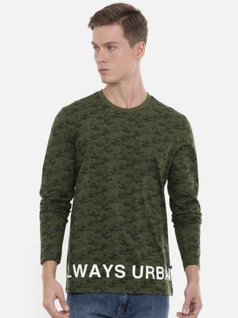 

Parx Men Green & Black Printed Round Neck T-shirt
