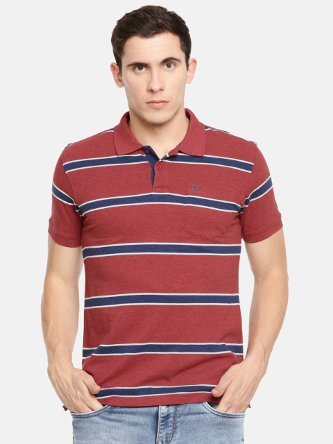 

Parx Men Red & Blue Striped Polo Collar T-shirt
