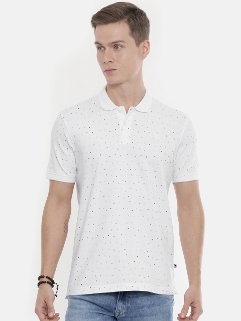 

Parx Men White & Blue Printed Polo Collar T-shirt