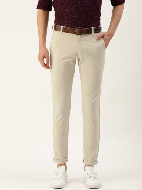 

Parx Men Beige Tapered Fit Solid Chinos