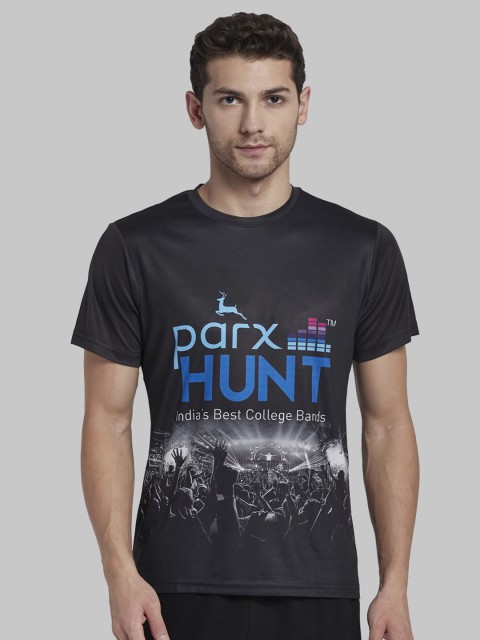 

Parx Men Black Printed Round Neck T-shirt