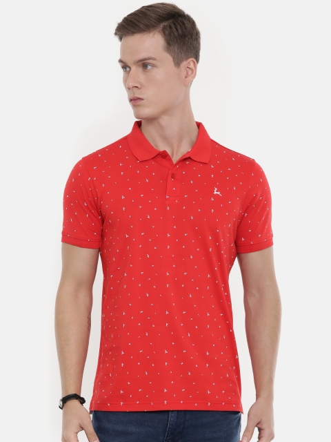 

Parx Men Red & White Printed Polo Collar T-shirt