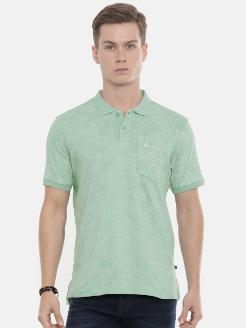 

Parx Men Sea Green Printed Polo Collar T-shirt