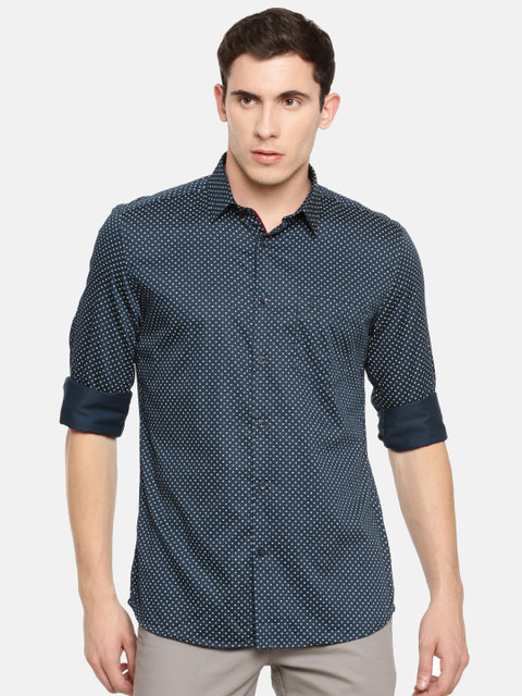 

Parx Men Blue & White Slim Fit Printed Casual Shirt