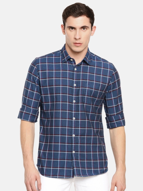 

Parx Men Blue Slim Fit Checked Casual Shirt