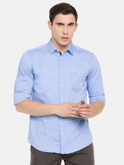 

Parx Men Blue Slim Fit Solid Casual Shirt