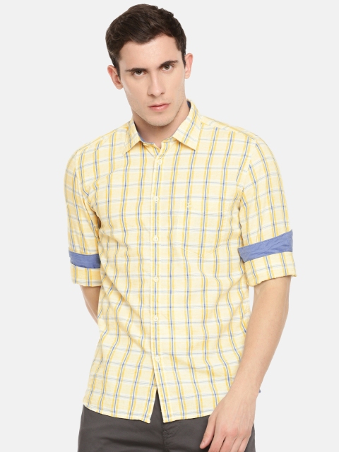

Parx Men Yellow & Blue Slim Fit Checked Casual Shirt