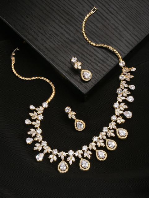 

Justpeachy Gold-Plated Cubic Zirconia Stone Studded Jewellery Set