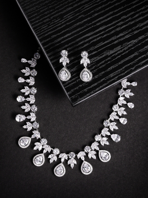 

Justpeachy Silver-Plated & Cubic Zirconia Stone Studded Jewellery Set
