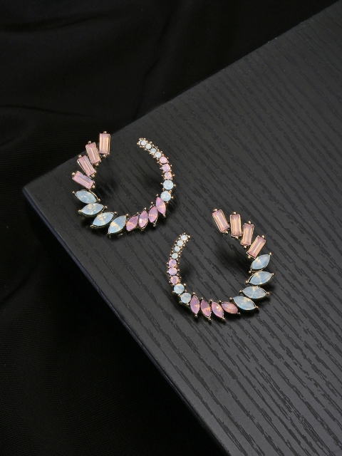 

justpeachy Pink & Blue Silver Plated Circular Drop Earrings