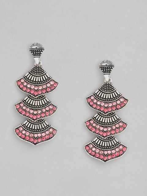 

justpeachy Pink & Silver-Plated Classic Drop Earrings