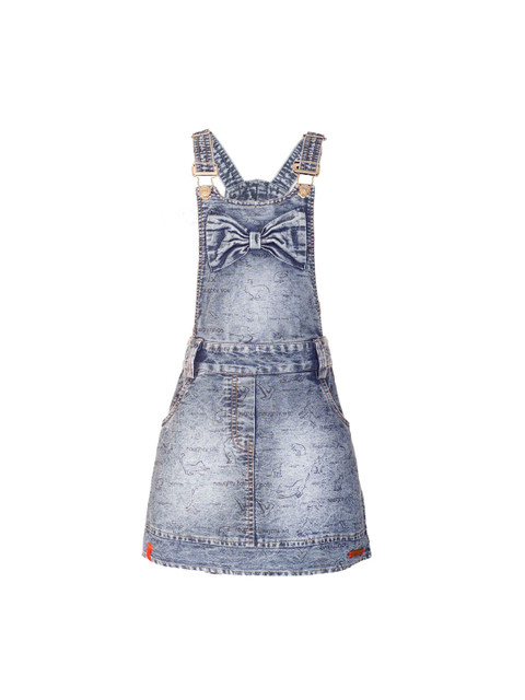 

naughty ninos Girls Blue Solid Pinafore Dress