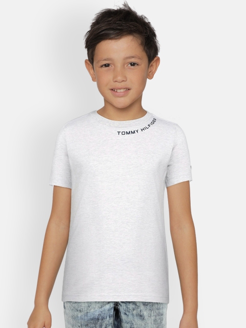 

Tommy Hilfiger Boys Off-White Melange Printed Round Neck Pure Cotton T-shirt
