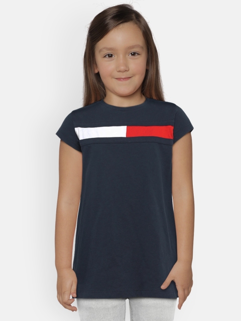 

Tommy Hilfiger Girls Navy Blue & White Solid T-shirt Dress