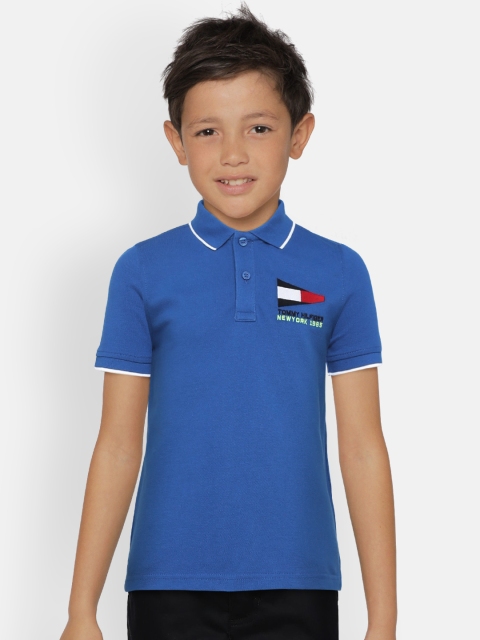 

Tommy Hilfiger Boys Blue Solid Polo Collar T-shirt