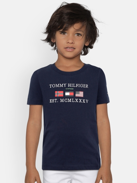 

Tommy Hilfiger Boys Navy Blue Printed Round Neck T-shirt