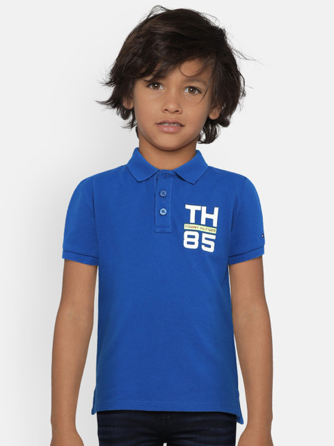 

Tommy Hilfiger Boys Blue Printed Polo Collar T-shirt