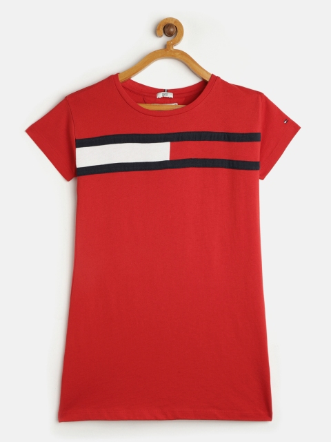 

Tommy Hilfiger Girls Red & Navy Blue Striped T-shirt Dress