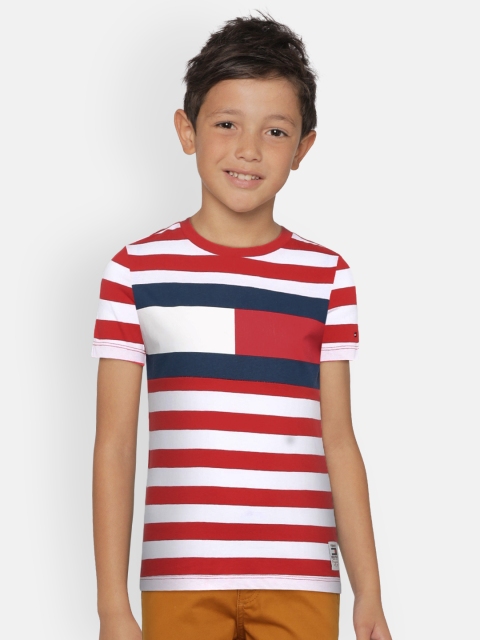 

Tommy Hilfiger Boys Red & White Striped Round Neck T-shirt