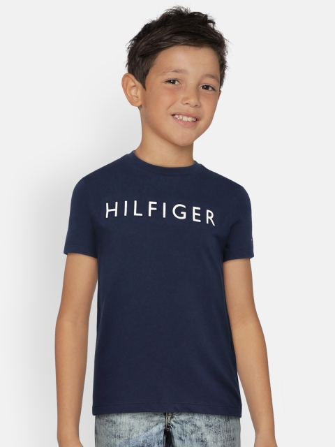 

Tommy Hilfiger Boys Navy Blue & White Printed Round Neck T-shirt