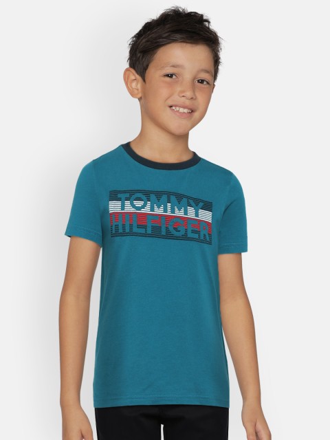 

Tommy Hilfiger Boys Blue Self Design Round Neck T-shirt