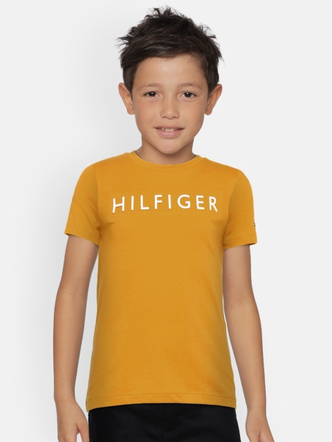 

Tommy Hilfiger Boys Yellow Self Design Round Neck T-shirt