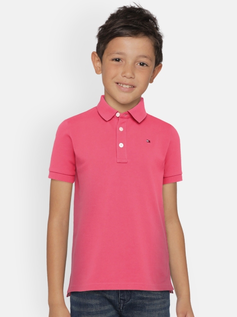 

Tommy Hilfiger Boys Pink Solid Polo Collar T-shirt