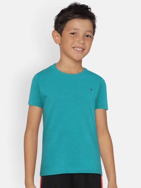 

Tommy Hilfiger Boys Teal Blue Solid Round Neck T-shirt