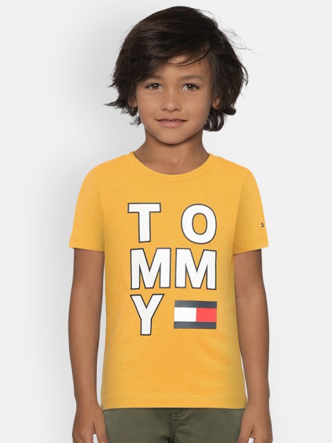 

Tommy Hilfiger Boys Mustard Yellow Printed Round Neck T-shirt