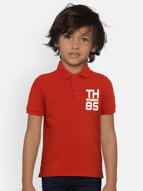 

Tommy Hilfiger Boys Red Printed Polo Collar T-shirt