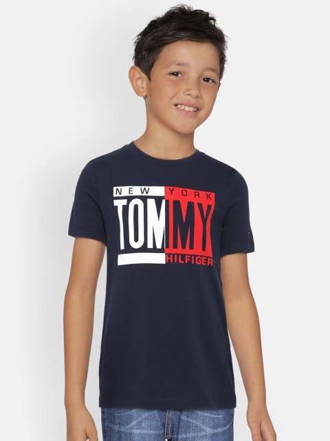 

Tommy Hilfiger Boys Navy Blue Printed Round Neck T-shirt
