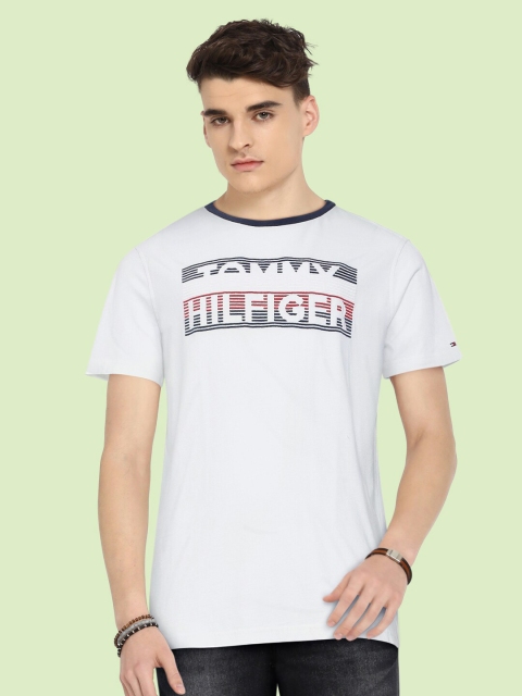 

Tommy Hilfiger Boys White Self Design Round Neck Pure Cotton T-shirt