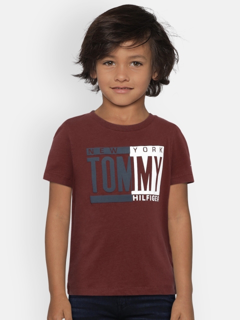 

Tommy Hilfiger Boys Maroon Printed Round Neck T-shirt