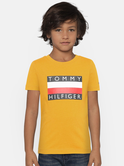 

Tommy Hilfiger Boys Mustard Yellow Printed Round Neck T-shirt