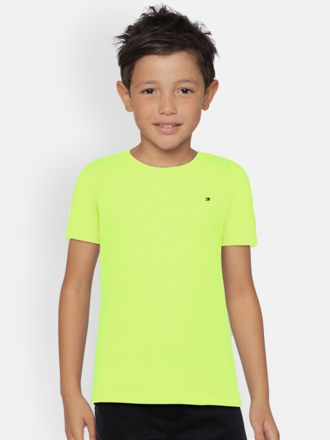 

Tommy Hilfiger Boys Fluorescent Green Solid Round Neck T-shirt