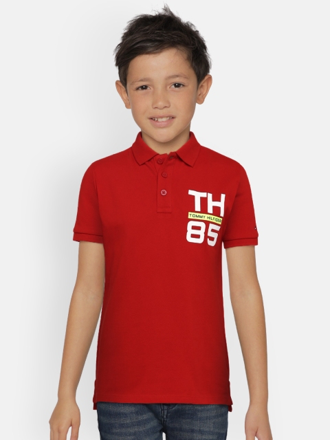 

Tommy Hilfiger Boys Red Printed Polo Collar T-shirt