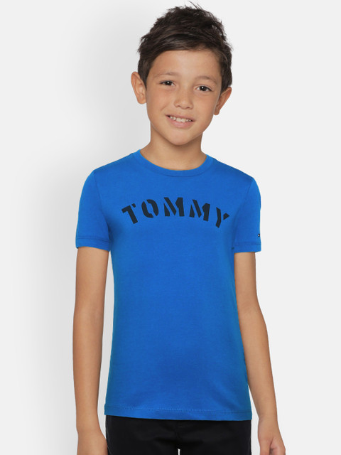 

Tommy Hilfiger Boys Blue Printed Round Neck Pure Cotton T-shirt