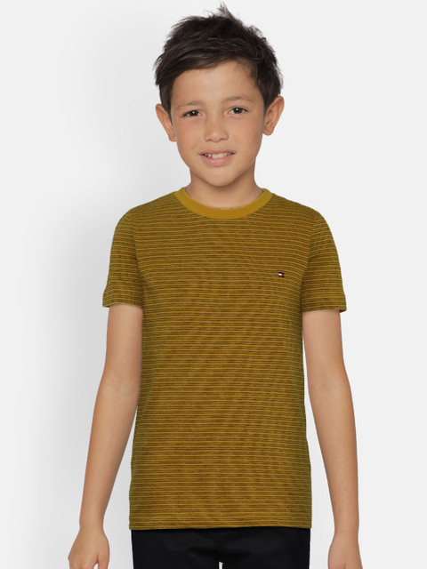

Tommy Hilfiger Boys Yellow & Black Striped Round Neck T-shirt