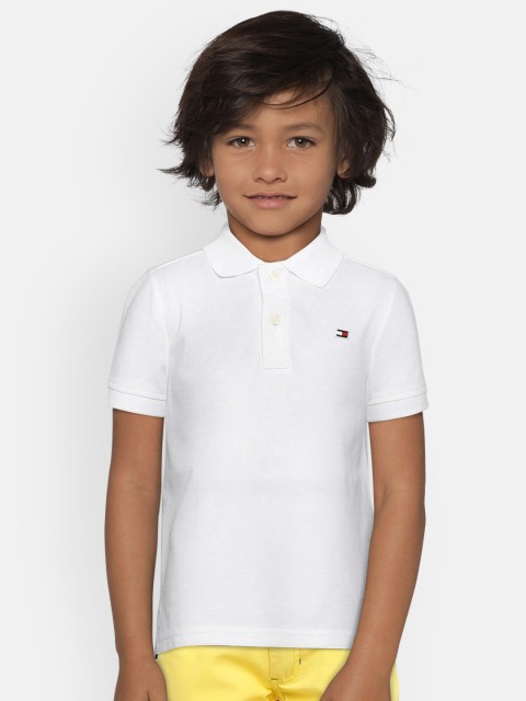 

Tommy Hilfiger Boys White Printed Polo Collar T-shirt