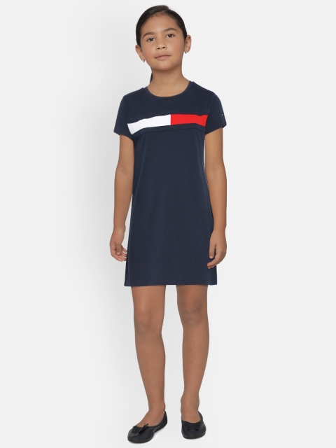 

Tommy Hilfiger Girls Navy Blue & Red Striped T-shirt Dress