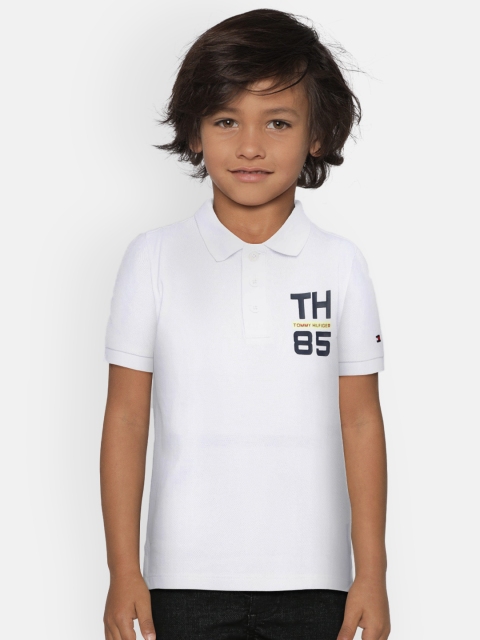 

Tommy Hilfiger Boys White Printed Polo Collar T-shirt