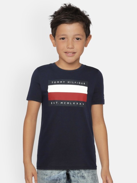 

Tommy Hilfiger Boys Navy Blue Printed Round Neck T-shirt