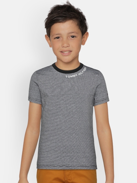 

Tommy Hilfiger Boys Black Self Design Round Neck T-shirt