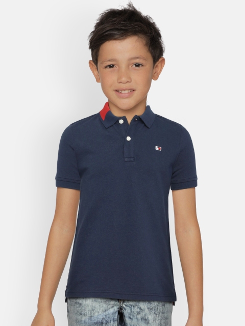 

Tommy Hilfiger Boys Navy Blue Solid Polo Collar T-shirt