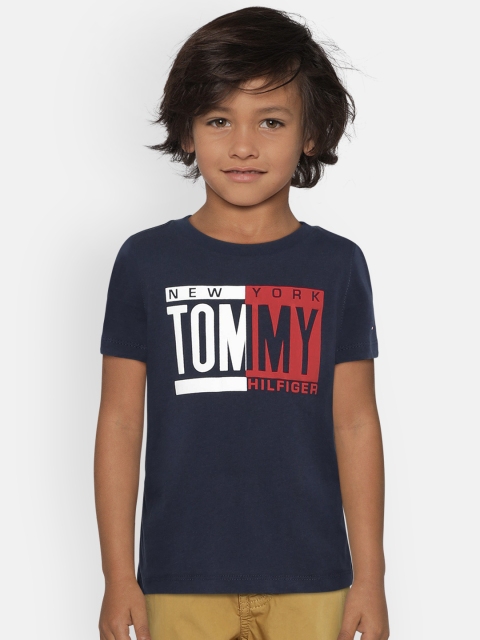 

Tommy Hilfiger Boys Navy Blue Printed Round Neck T-shirt