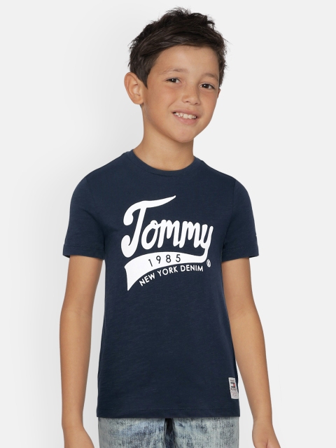 

Tommy Hilfiger Boys Navy Blue Self Design Round Neck T-shirt