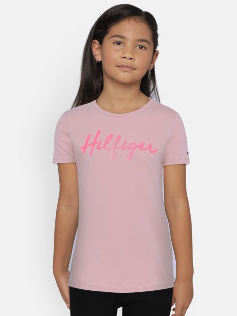 

Tommy Hilfiger Girls Pink Printed Round Neck T-shirt