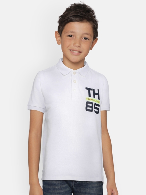 

Tommy Hilfiger Boys White Printed Polo Collar T-shirt