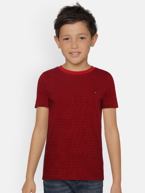 

Tommy Hilfiger Boys Red & Black Striped Round Neck T-shirt