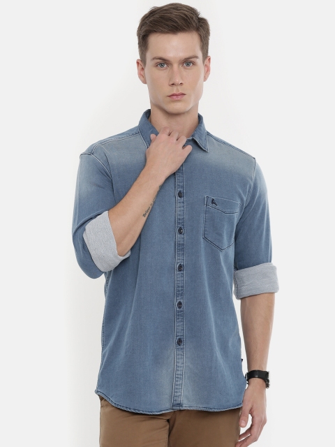 

Parx Men Blue Slim Fit Solid Casual Denim Shirt